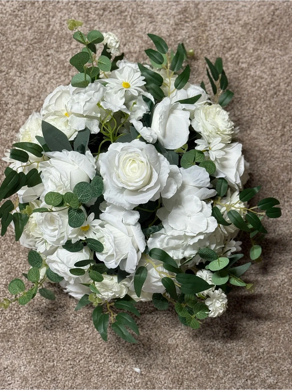Gold Crystal Tall Centerpiece with White Floral Top